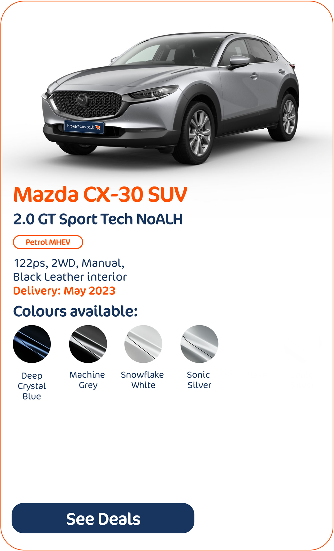 Mazda CX-30 SUV 2.0 GT Sport Tech NoALH - Click to Enquire